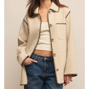 Z Supply Olivia Whipstitch Jacket in Oatmeal Heather size Small NWT Cream